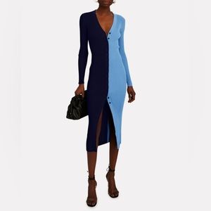 STAUD Blue and Navy Shoko Colorblock Sweater Dress